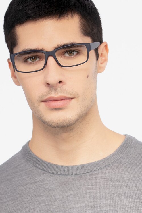 Apollo Matte Navy PlasticEyeglass Frames for Men from EyeBuyDirect