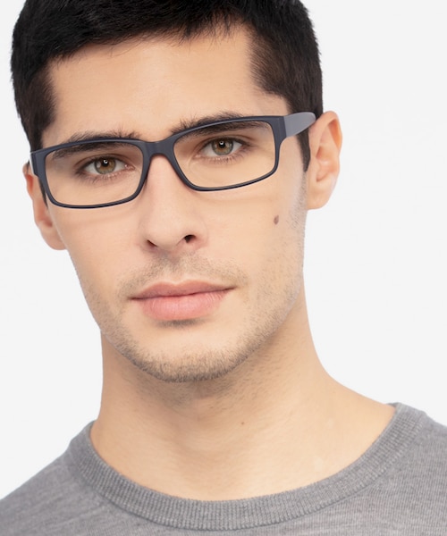 Apollo Matte Navy PlasticEyeglass Frames for Men from EyeBuyDirect