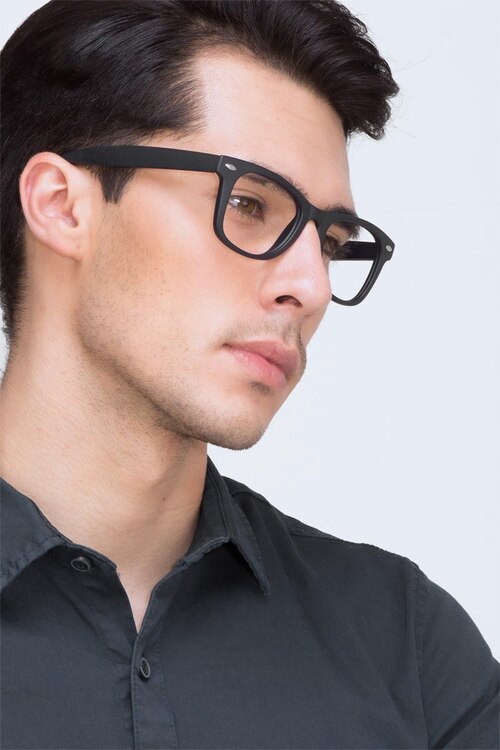 Atlee Matte Navy PlasticEyeglass Frames for Men from EyeBuyDirect