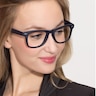 Atlee Matte Navy PlasticEyeglass Frames for Women from EyeBuyDirect