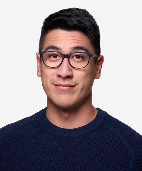 Moody Matte Black PlasticEyeglass Frames for Men from EyeBuyDirect