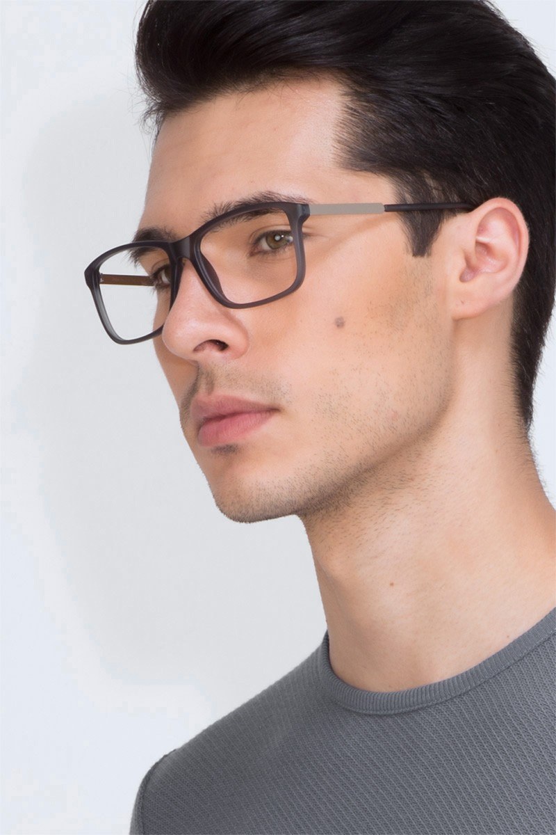 TYMER  PABLO(パブロ)  ONE SIZE  MATT BLACK/P.GREY Pablo Square Matte Gray Glasses for Men | Eyebuydirect