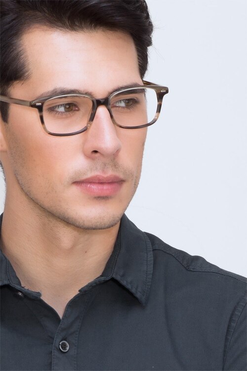 Sway Brown Striped AcetateEyeglass Frames for Men from EyeBuyDirect