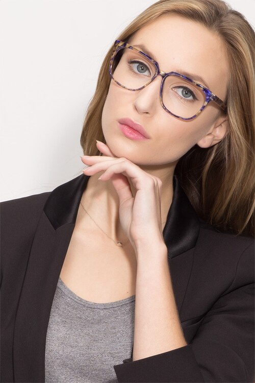 Capucine Blue Floral AcétateMontures de lunettes de vue pour Femmes d'EyeBuyDirect