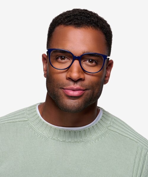 Jasmine Bleu marine AcétateMontures de lunettes de vue pour Hommes d'EyeBuyDirect
