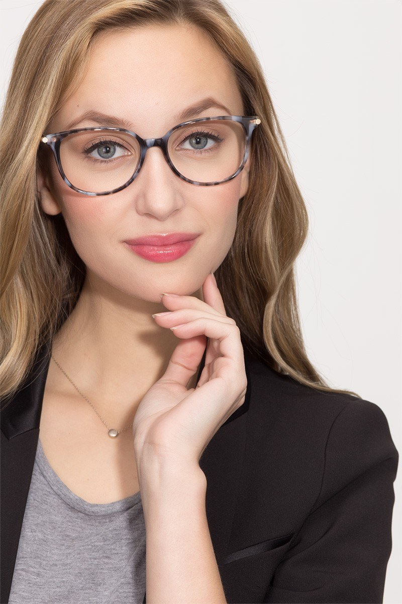 Jasmine Cat Eye Blue Floral Glasses for Women | Eyebuydirect