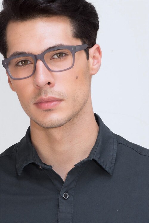 Lynch Matte Gray AcetateEyeglass Frames for Men from EyeBuyDirect