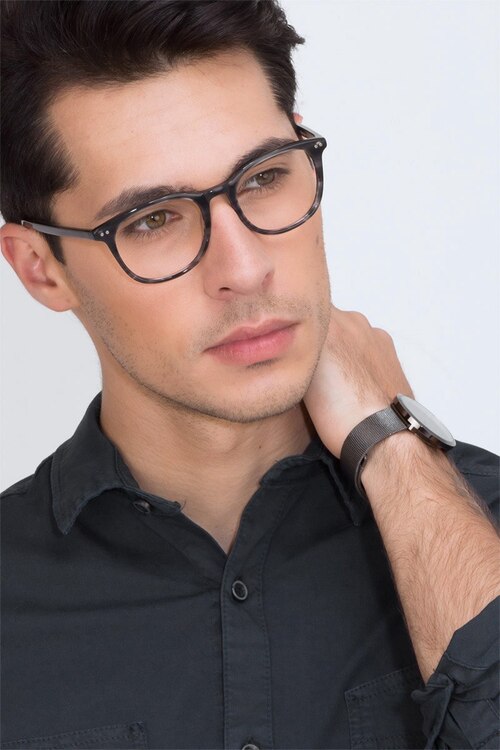 Demain Gray Striped AcetateEyeglass Frames for Men from EyeBuyDirect