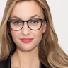 Demain Gray Striped AcetateEyeglass Frames for Women from EyeBuyDirect