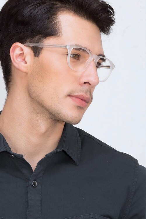 Damien Matte Clear AcétateMontures de lunettes de vue pour Hommes d'EyeBuyDirect