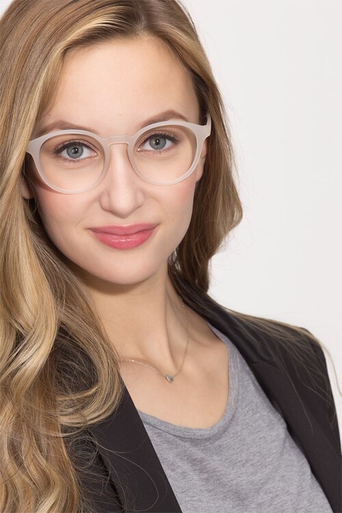 Bright Side Clear White PlasticEyeglass Frames for Women from EyeBuyDirect