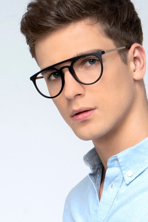 Fiasco Matte Black PlastiqueMontures de lunettes de vue pour Hommes d'EyeBuyDirect