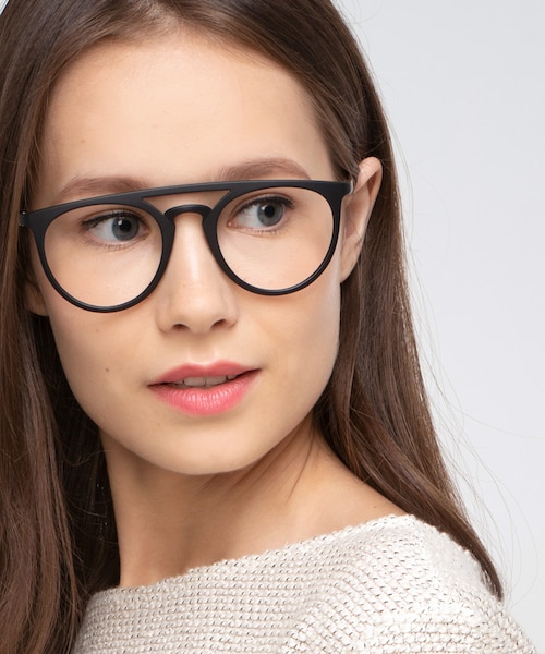 Fiasco Matte Black PlasticEyeglass Frames for Women from EyeBuyDirect
