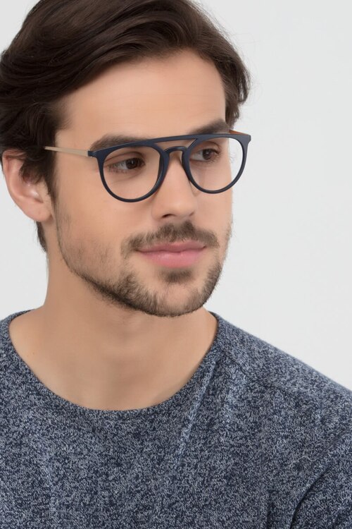 Fiasco Matte Navy PlasticEyeglass Frames for Men from EyeBuyDirect