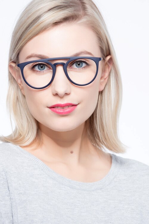 Fiasco Matte Navy PlasticEyeglass Frames for Women from EyeBuyDirect