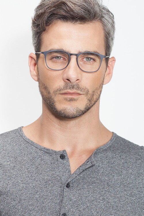 Little Bit Matte Blue PlasticEyeglass Frames for Men from EyeBuyDirect