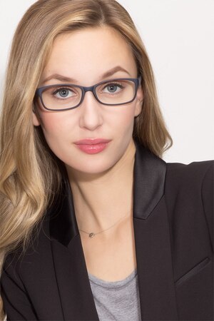 Matte Navy Beads -  Lightweight Plastic Eyeglasses