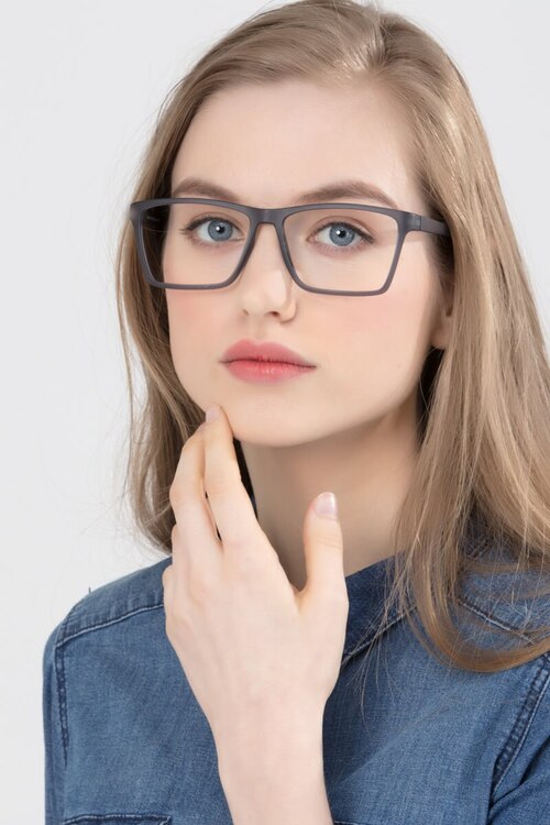 Equation Matte Gray PlasticEyeglass Frames for Women from EyeBuyDirect