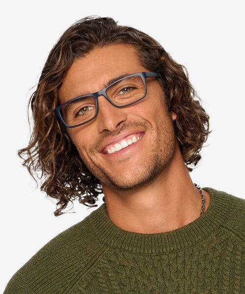 Firefly Matte Navy PlasticEyeglass Frames for Men from EyeBuyDirect