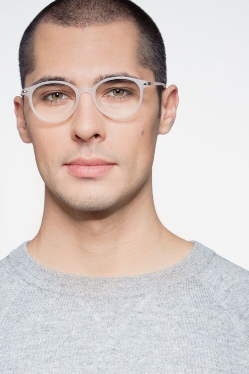 Indigo Clear White PlasticEyeglass Frames for Men from EyeBuyDirect