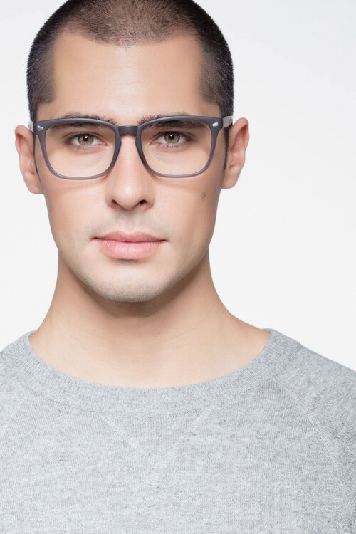 Uptown Matte Gray PlasticEyeglass Frames for Men from EyeBuyDirect