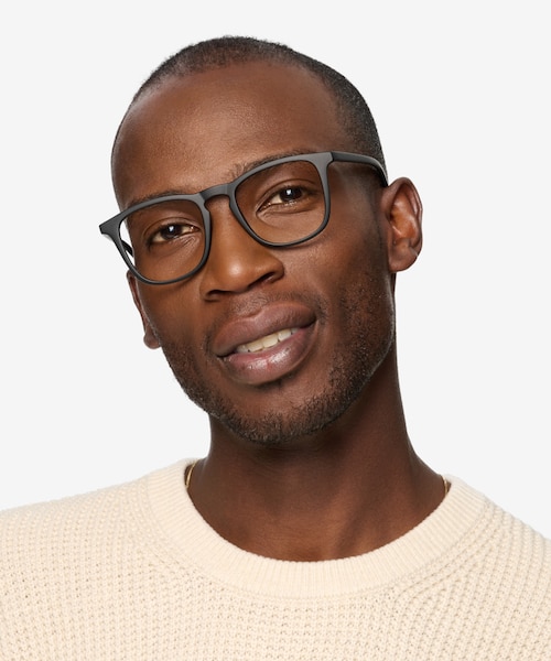 Central Matte Black PlasticEyeglass Frames for Men from EyeBuyDirect