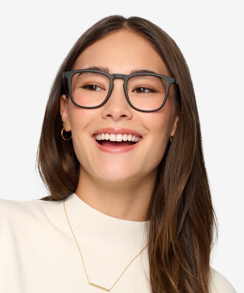 Central Matte Black PlasticEyeglass Frames for Women from EyeBuyDirect