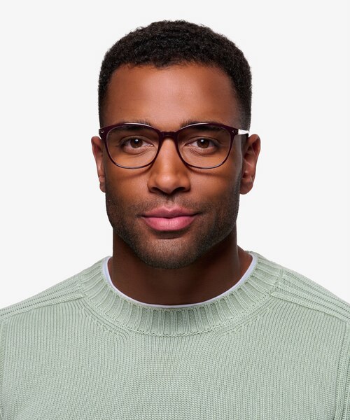Nola Dark Red PlasticEyeglass Frames for Men from EyeBuyDirect
