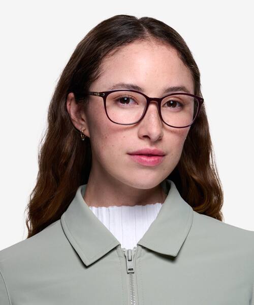 Dark Red Nola -  Plastic Eyeglasses