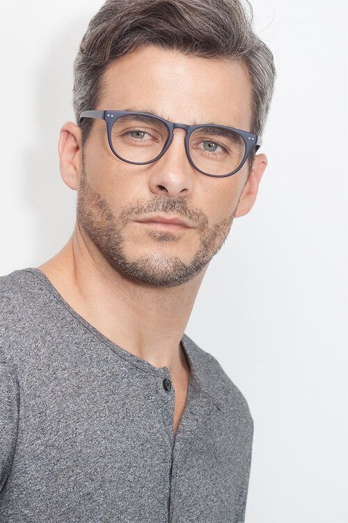 Brick Lane Matte Navy PlasticEyeglass Frames for Men from EyeBuyDirect