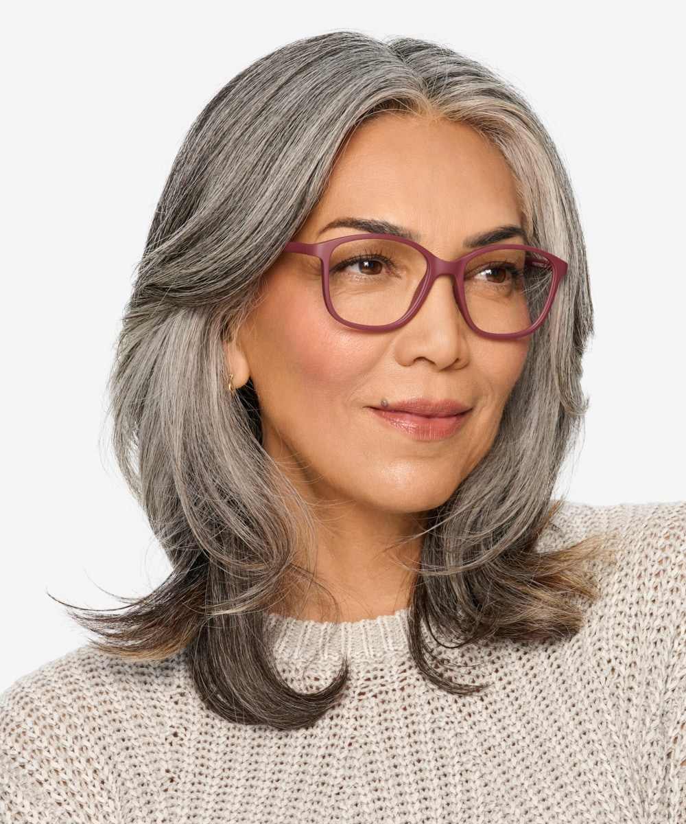 Saint Lou Square Burgundy Glasses for Women | Eyebuydirect Canada