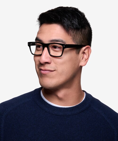 Mike Noir AcétateMontures de lunettes de vue pour Hommes d'EyeBuyDirect