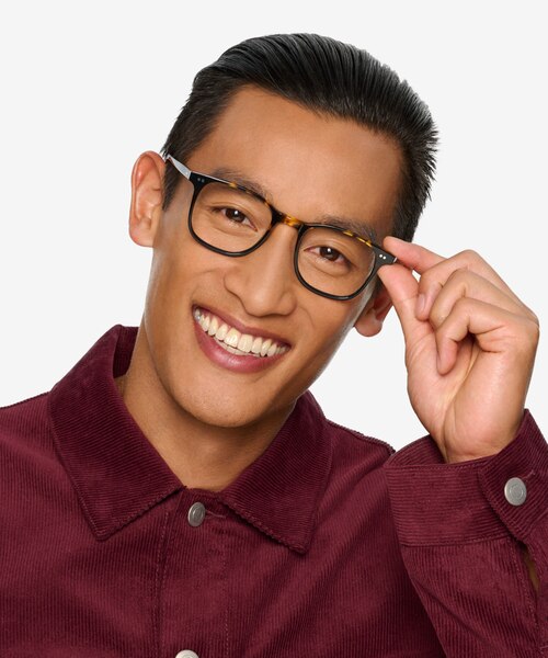 Sequence Amber Tortoise AcetateEyeglass Frames for Men from EyeBuyDirect