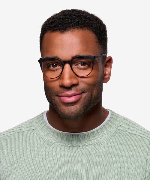 Portrait Black Tortoise PlasticEyeglass Frames for Men from EyeBuyDirect