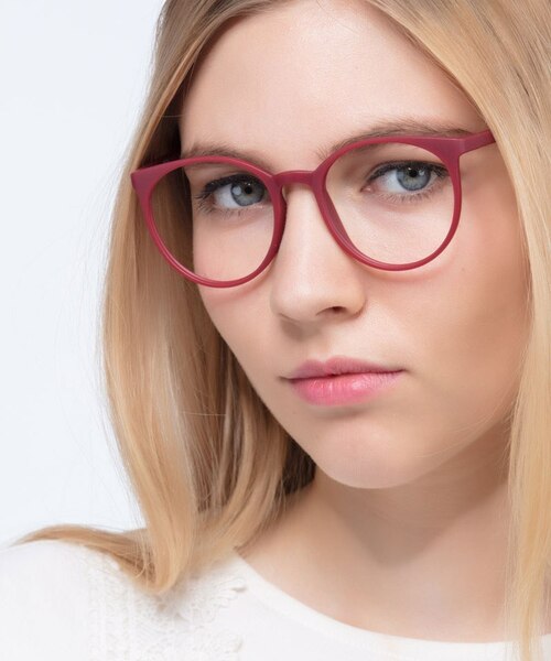Portrait Matte Red PlasticEyeglass Frames for Women from EyeBuyDirect