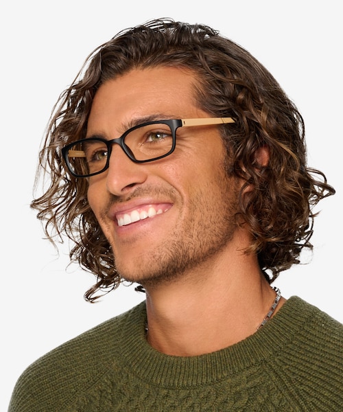 Clover Black & Apricot PlasticEyeglass Frames for Men from EyeBuyDirect