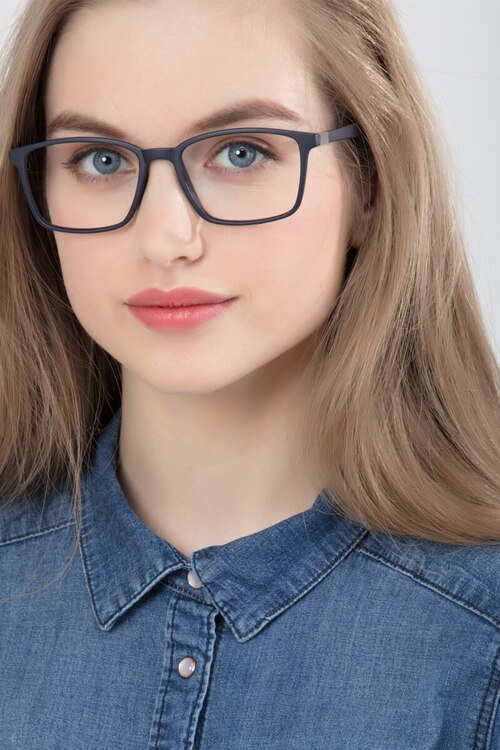 Northern Matte Navy PlasticEyeglass Frames for Women from EyeBuyDirect