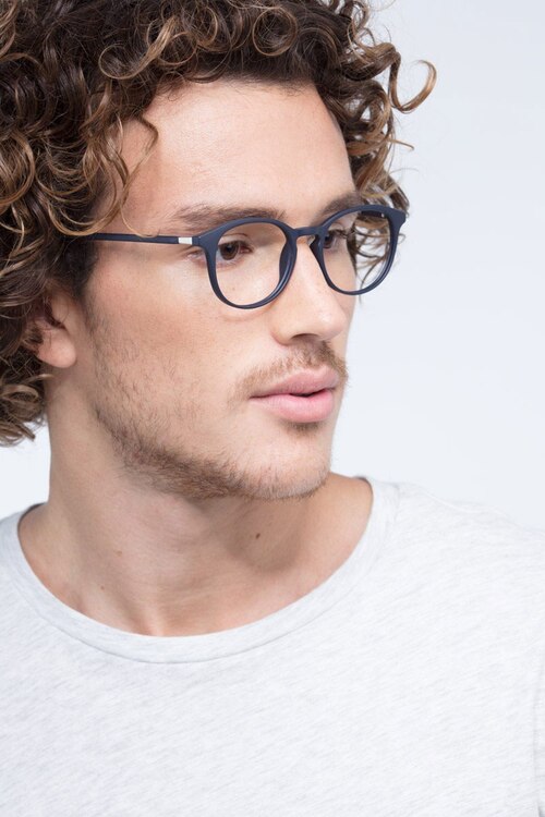 Brace Matte Navy PlasticEyeglass Frames for Men from EyeBuyDirect