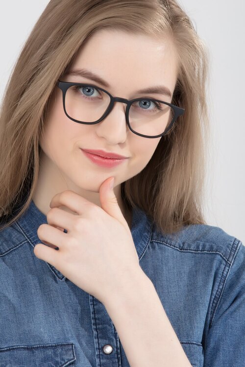 Saunter Matte Black PlasticEyeglass Frames for Women from EyeBuyDirect