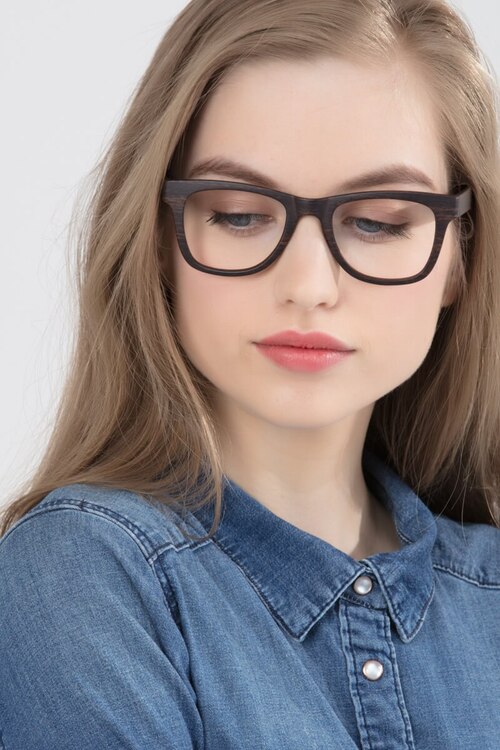 Project Brown Striped PlasticEyeglass Frames for Women from EyeBuyDirect