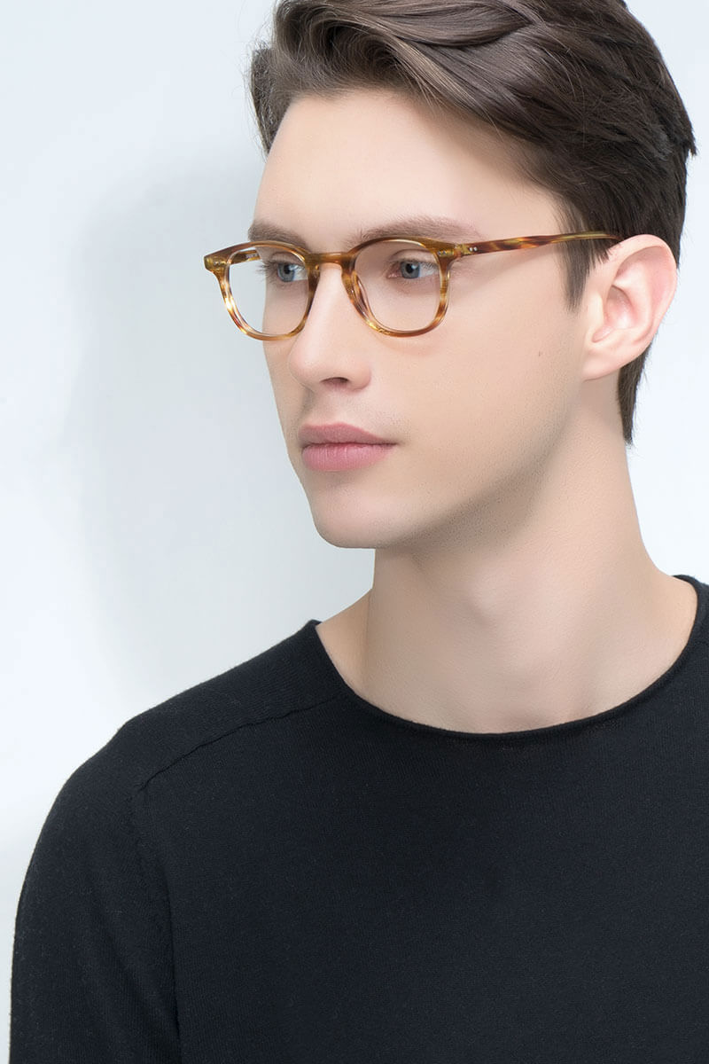 Symmetry Square Striped Caramel Full Rim Eyeglasses | Eyebuydirect