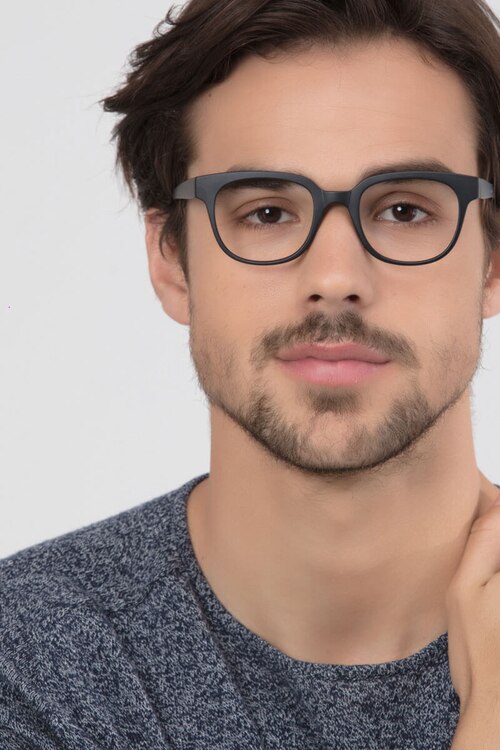 Flashback Matte Black PlasticEyeglass Frames for Men from EyeBuyDirect