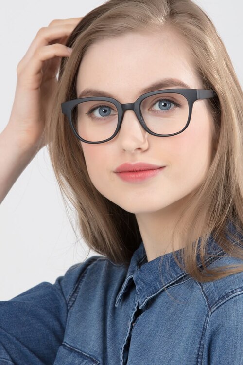 Flashback Matte Black PlasticEyeglass Frames for Women from EyeBuyDirect