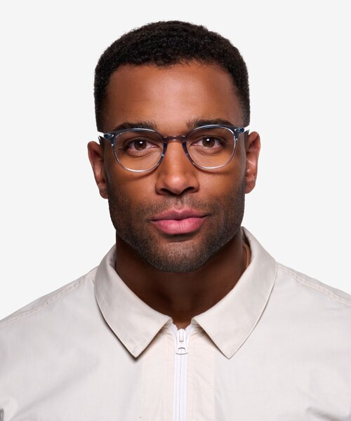 Hubris Clear Blue PlasticEyeglass Frames for Men from EyeBuyDirect