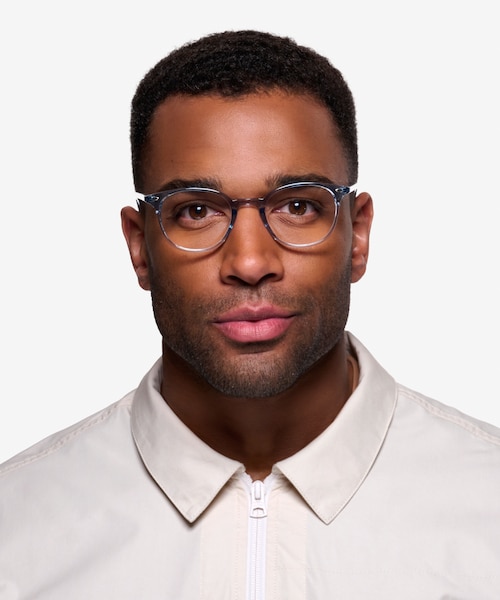 Hubris Clear Blue PlasticEyeglass Frames for Men from EyeBuyDirect