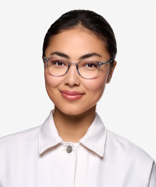 Hubris Clear Blue PlasticEyeglass Frames for Women from EyeBuyDirect
