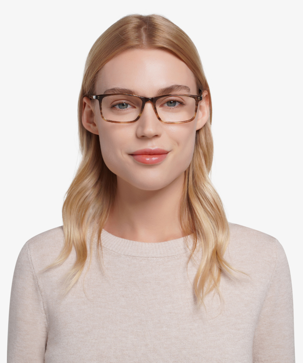 Crane Rectangle Brown Striped Full Rim Eyeglasses Eyebuydirect