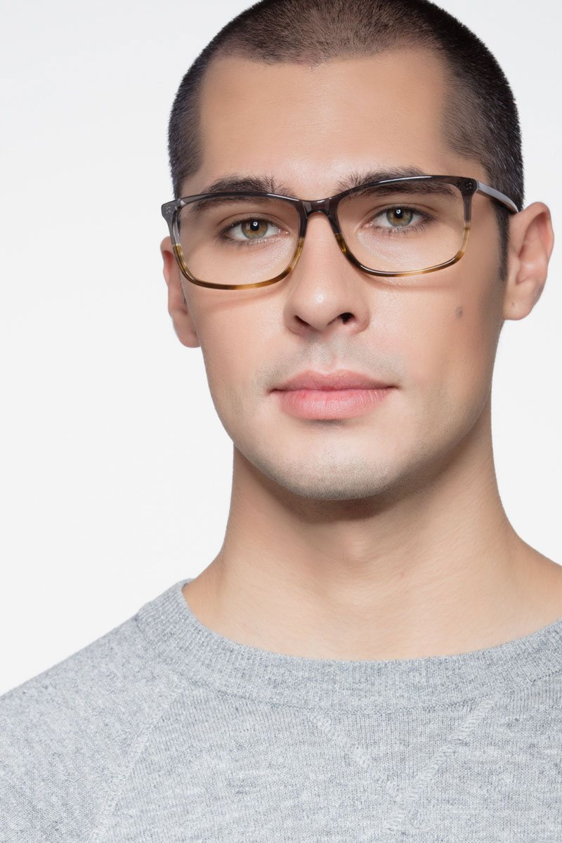 Constellation Rectangle Clear Blue Full Rim Eyeglasses