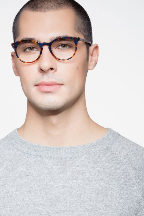 Griffin Amber & Navy AcetateEyeglass Frames for Men from EyeBuyDirect