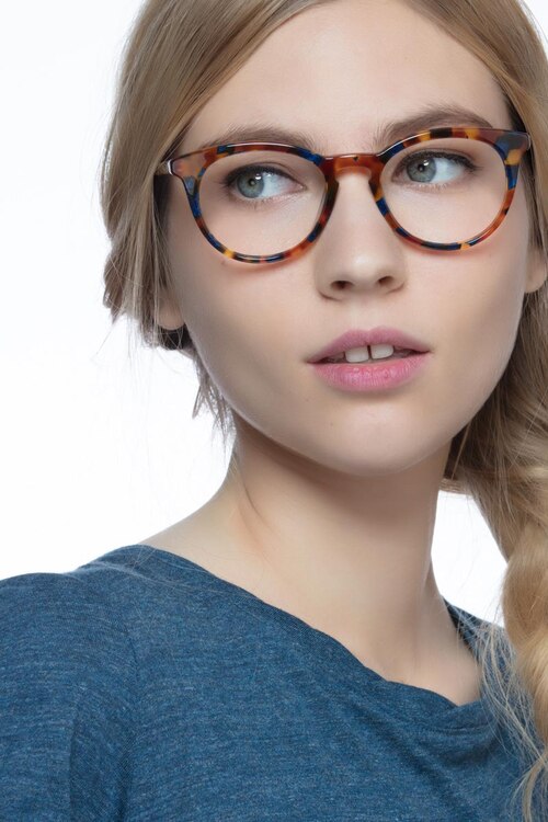 Griffin Amber & Navy AcetateEyeglass Frames for Women from EyeBuyDirect
